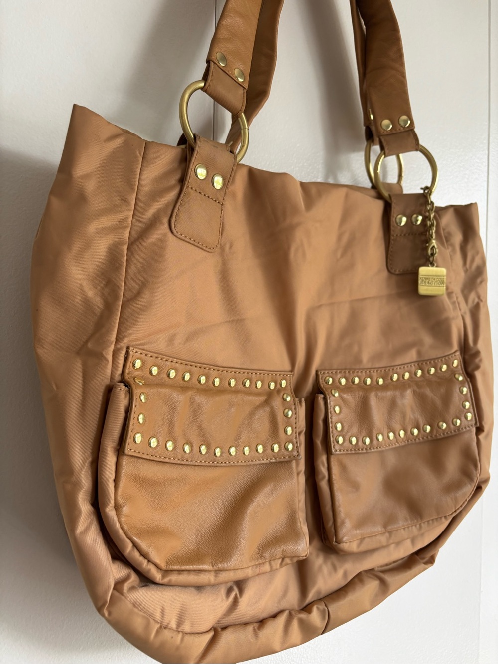 Kenneth Cole Tan Stud-Accent Tote Bag NWOT - Picture 3 of 15